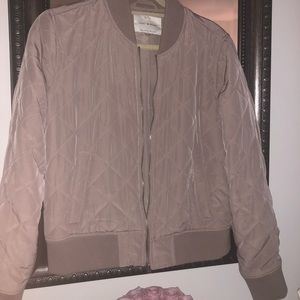 Lucky Brand Quilted Bomber Jacket in Dark Blush
